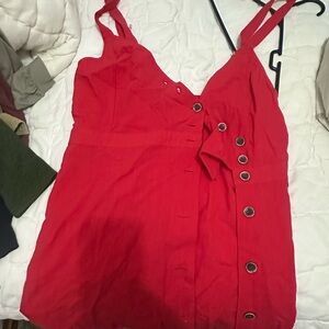 Altar'd State Red Button-Down Blouse